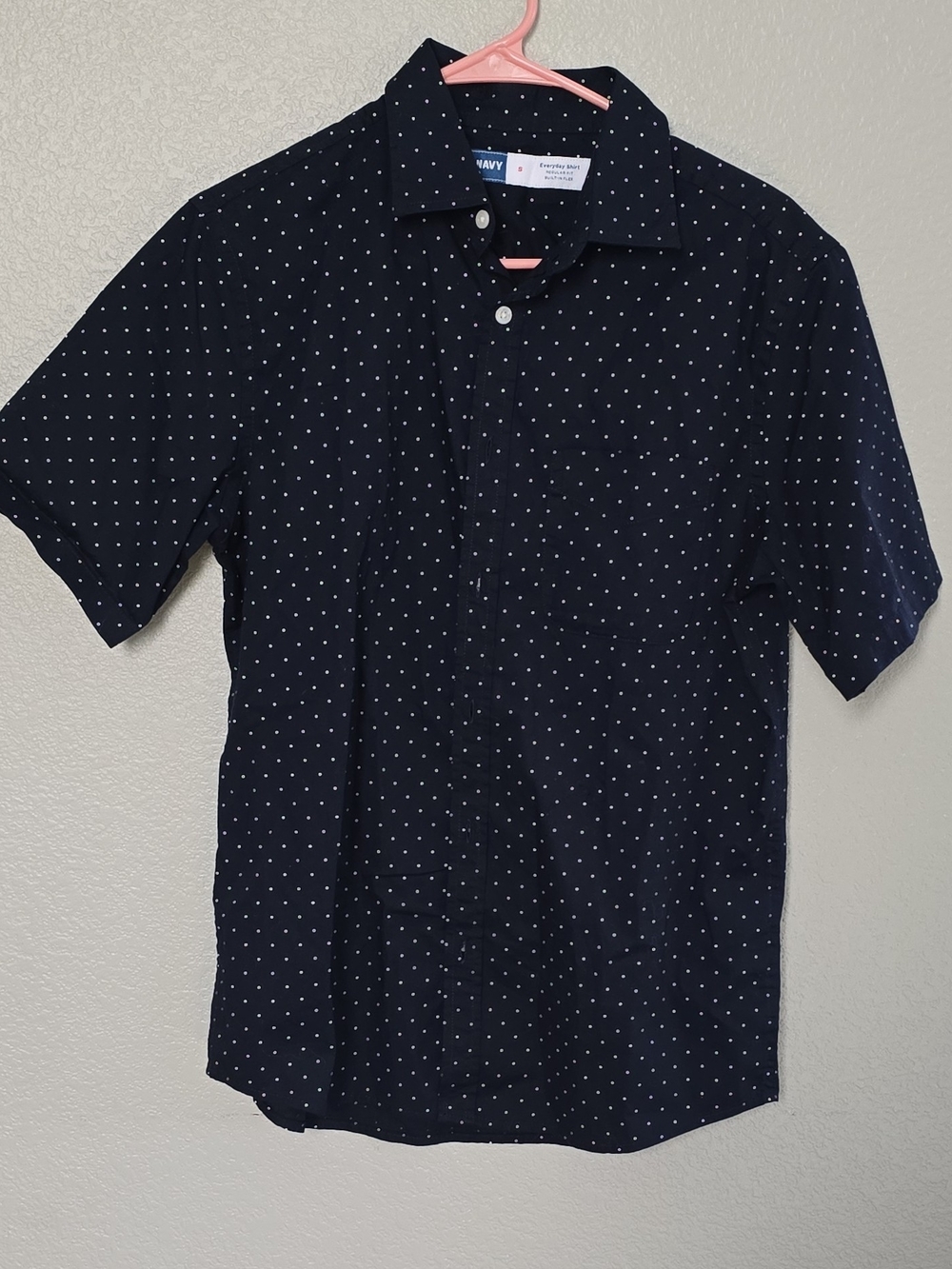 Old Navy Men’s Navy Short-Sleeve Polo with White Micro Dots